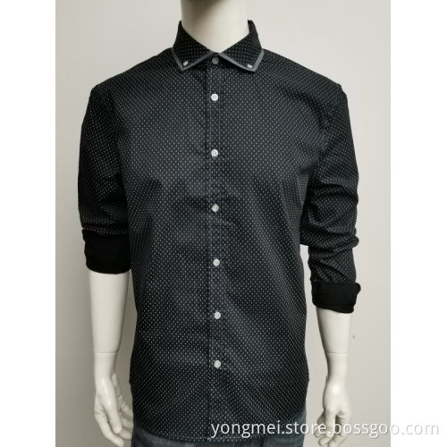 Men's cotton poplin print ls shirt